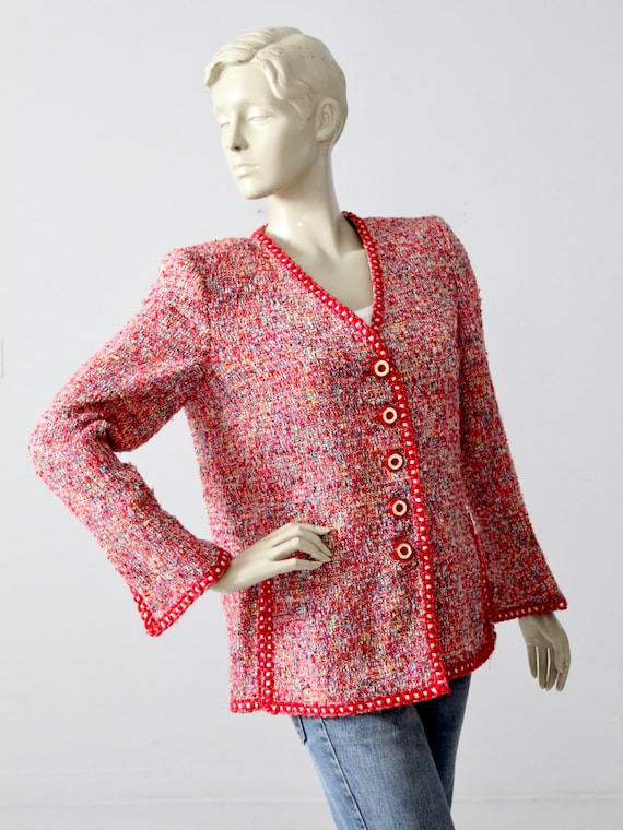 vintage Emanuel Ungaro jacket, red tweed blazer - image 2