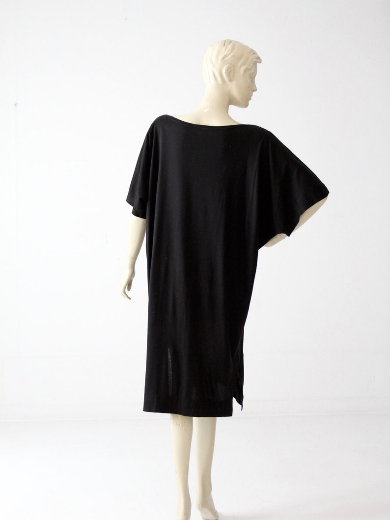 1980s Luv Tricot jersey dress, vintage black painted dress image 4