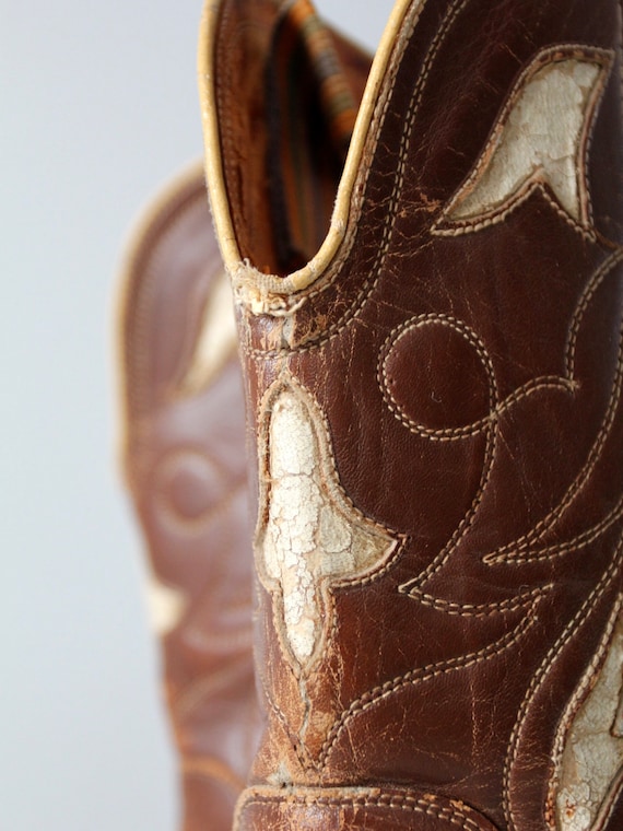 vintage Pee Wee cowboy boots, brown leather inlay… - image 10