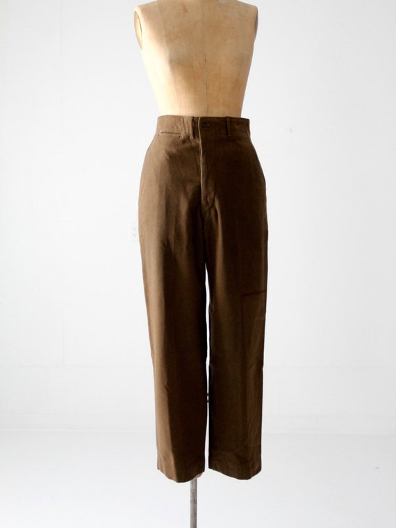 vintage wool army pants, military trousers - image 1