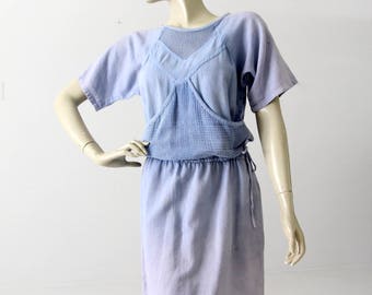 vintage light blue cotton casual dress