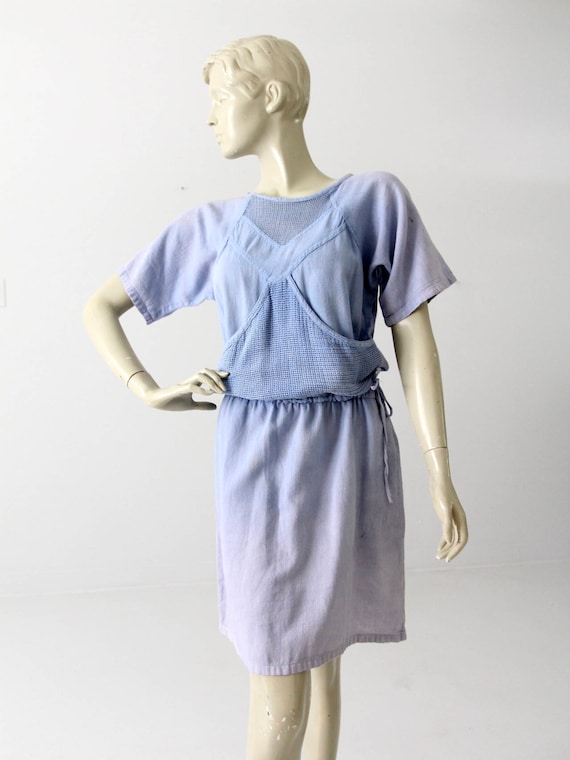 vintage light blue cotton casual dress