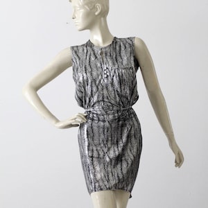vintage 80s metallic mini dress, cut out fishtail disco dress