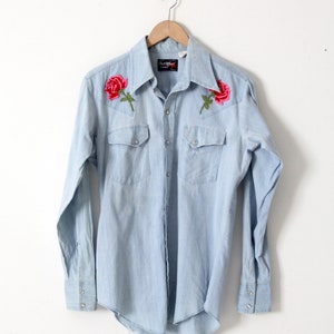 vintage chambray floral western shirt