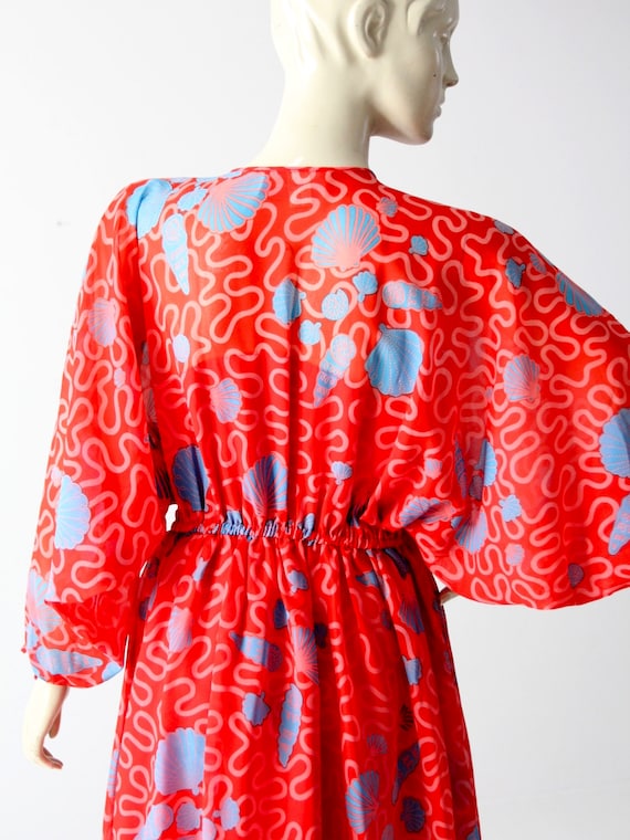 1970s Zandra Rhodes dress, boho print red maxi dr… - image 7