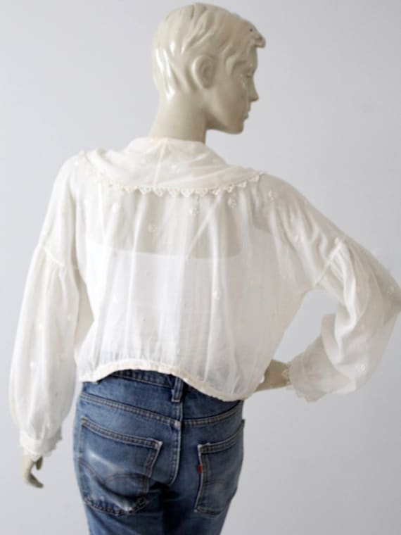 Edwardian blouse, 1900s sheer cotton top - image 5