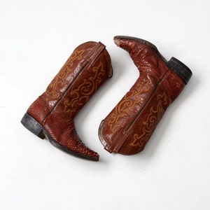 vintage snakeskin cowboy boots, women&#39;s size 5.5