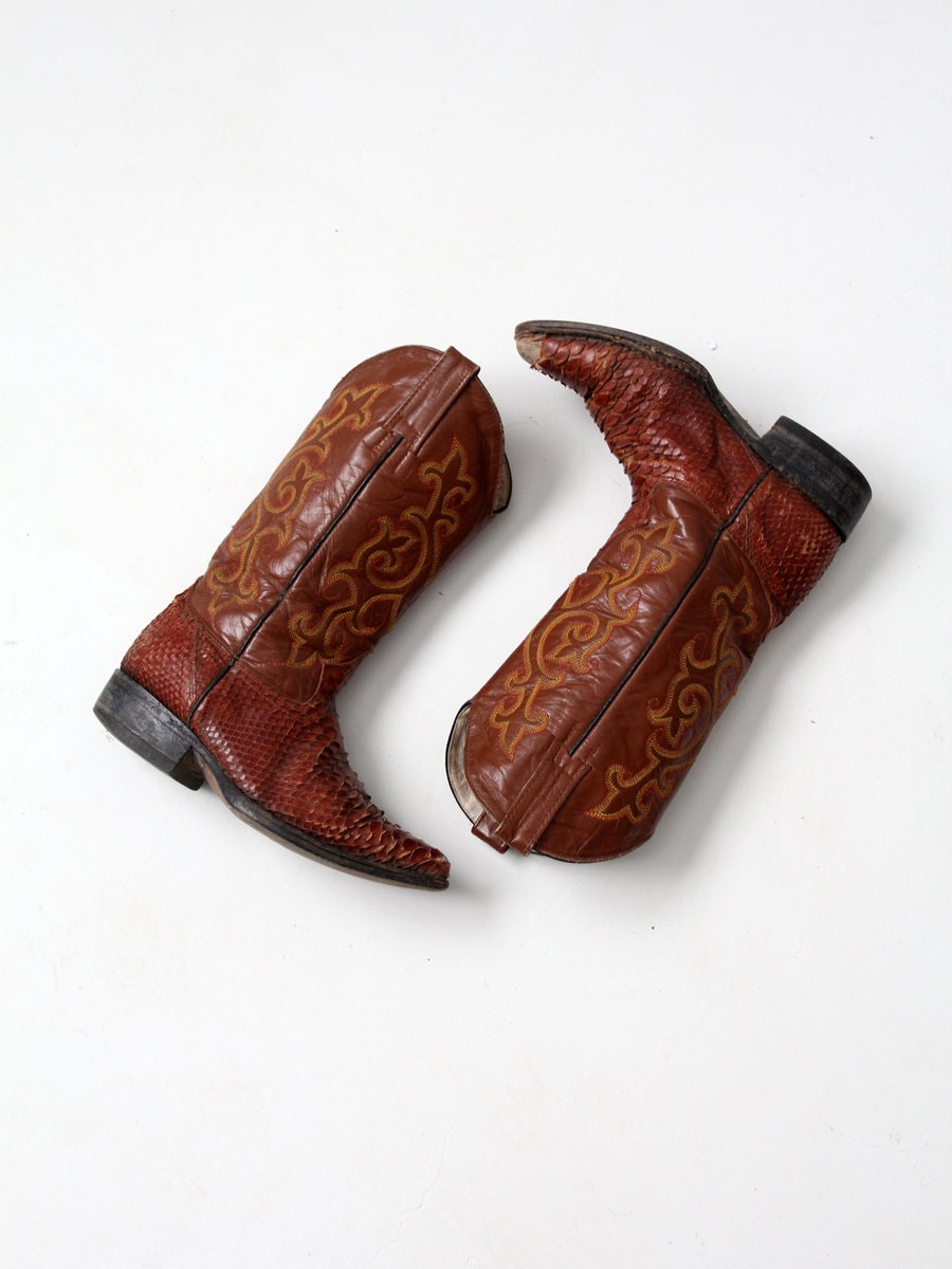 vintage snakeskin cowboy boots, women's size 5.5