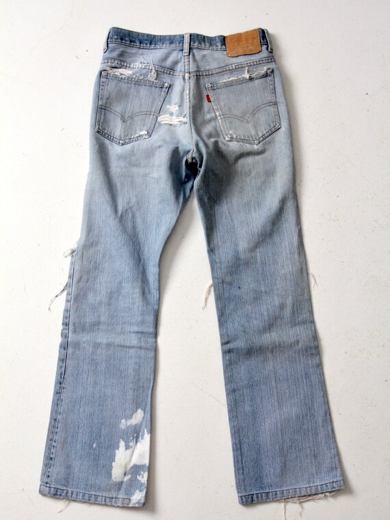 vintage Levis 517 jeans, distressed boot cut deni… - image 7