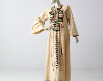 vintage embroidered tunic dress, long kurt, hippie caftan
