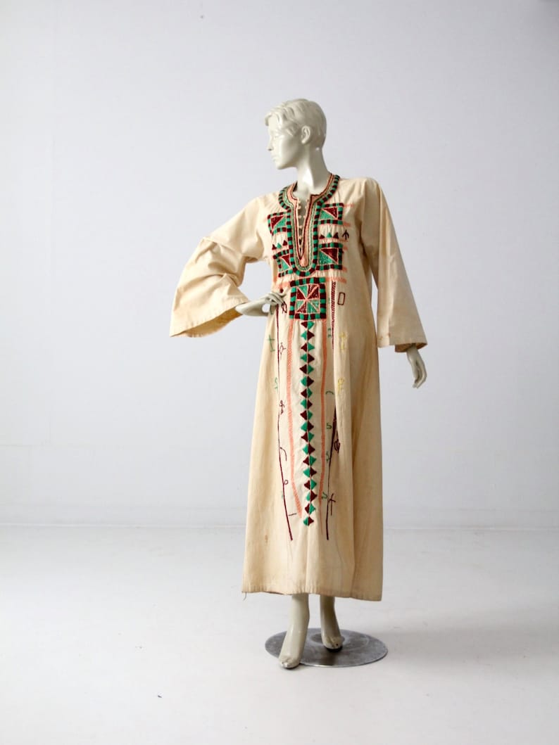 vintage embroidered tunic dress hippie caftan long kurt