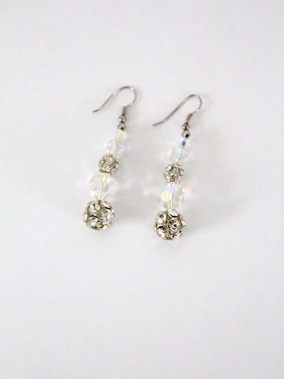 vintage rhinestone drop earrings - image 4