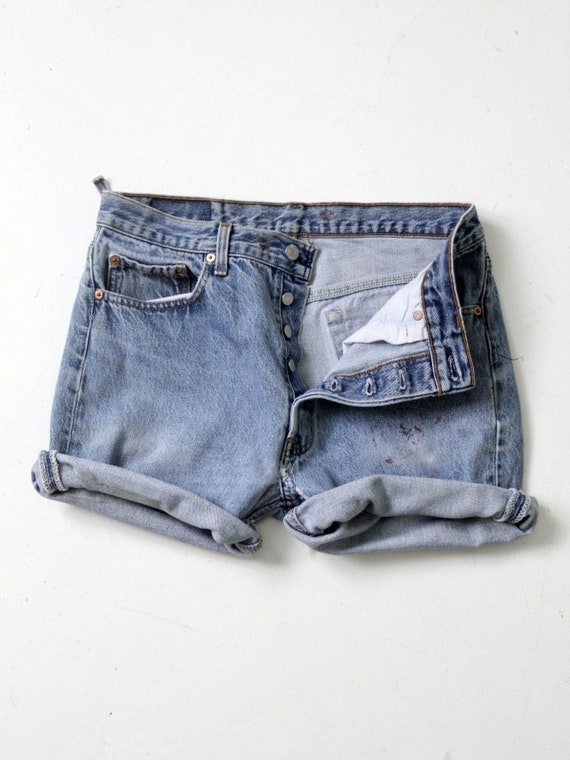 vintage Levis 501 denim cut off shorts, W 32 - image 1