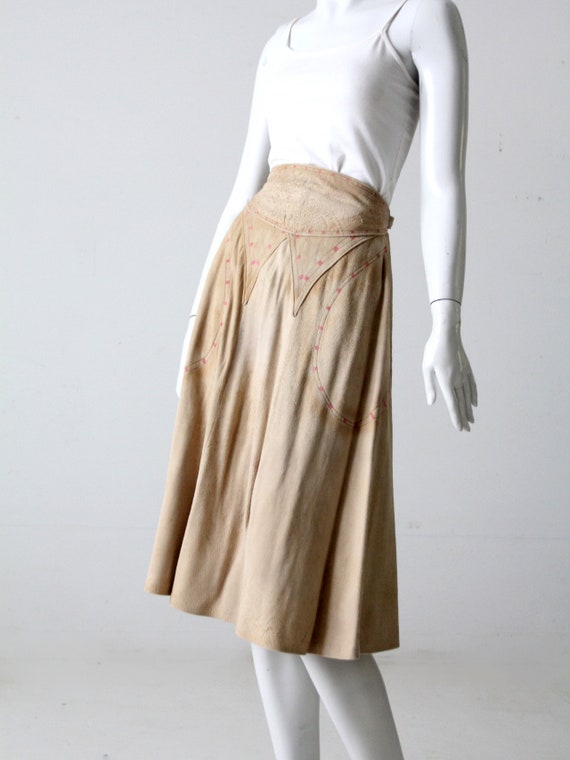 vintage suede wrap skirt - image 10
