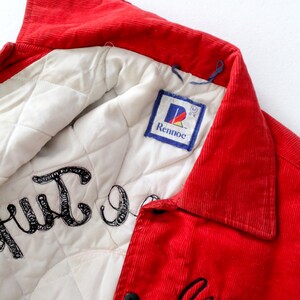 1980s soccer jacket, vintage red corduroy coat, school sport jacket image 5