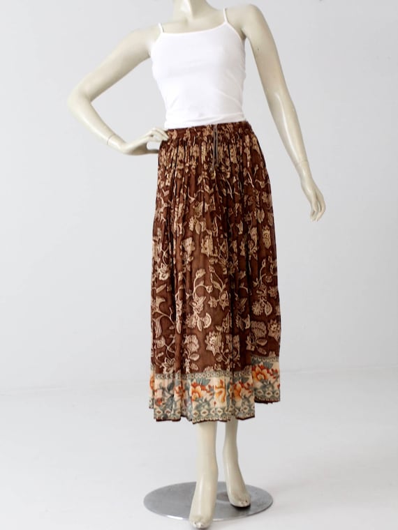 vintage boho floral gauze full skirt