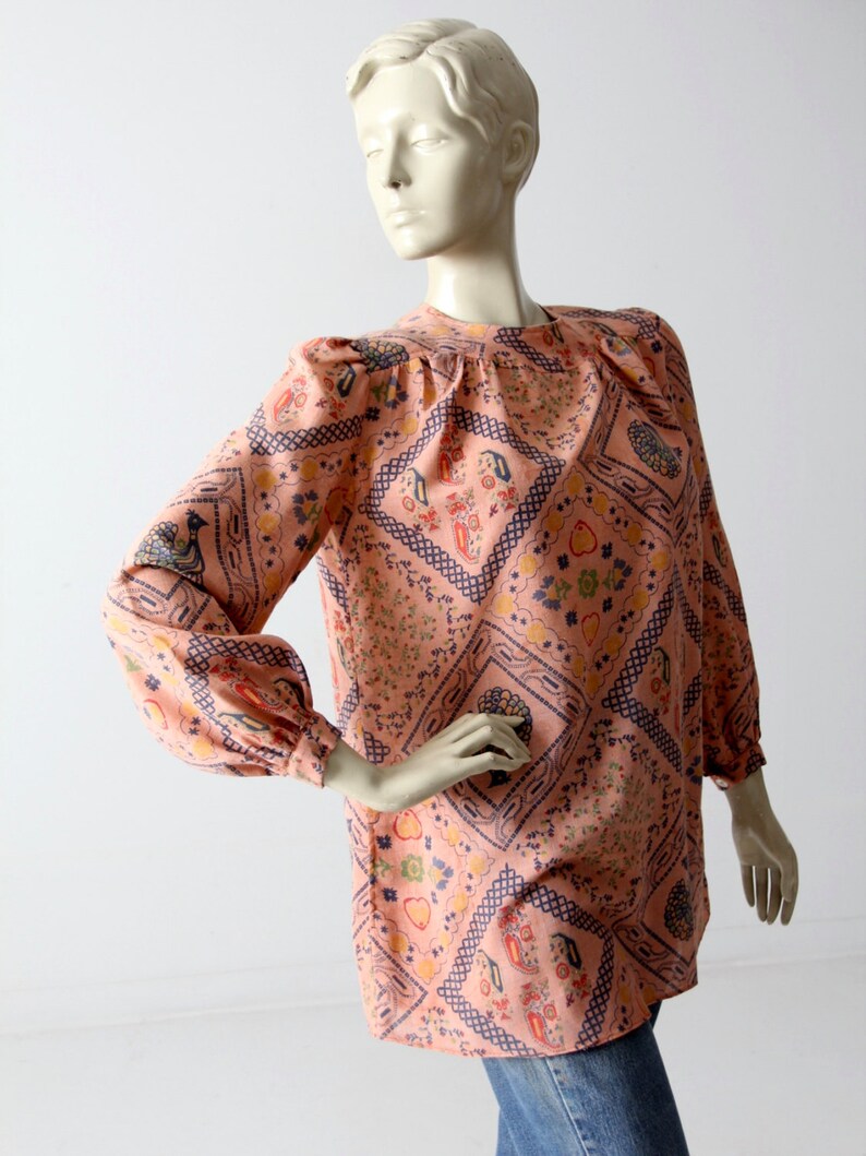 Vintage 70s Boho Blouse Rene Kasmet California Print Top With - Etsy