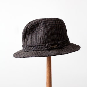 vintage Stetson plaid fedora, wool hat