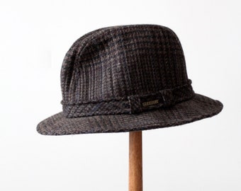 vintage Stetson plaid fedora, wool hat