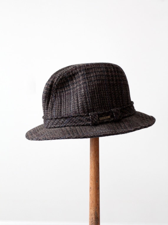 vintage Stetson plaid fedora, wool hat