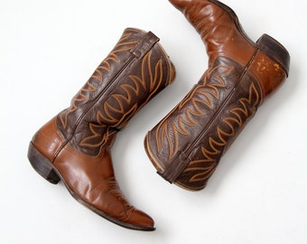 vintage Nocona leren western cowboylaarzen, maat 9 D