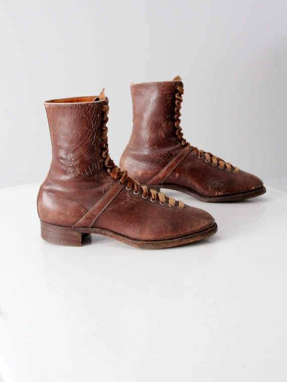 vintage Solidus leather boots, pre-1950 German lac