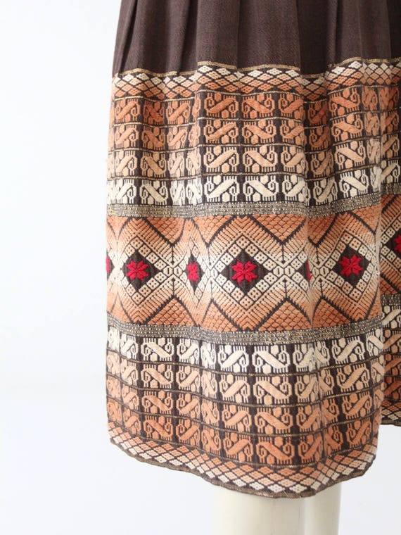vintage embroidered skirt, brown boho southwest s… - image 3