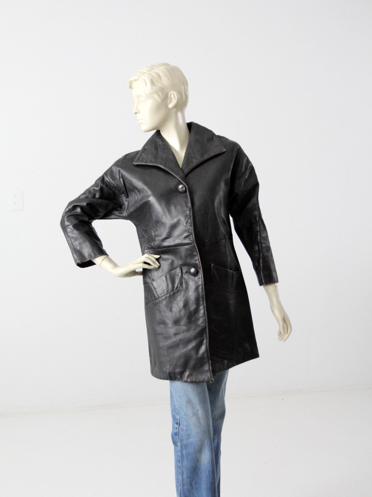 three quarter length leather jacket