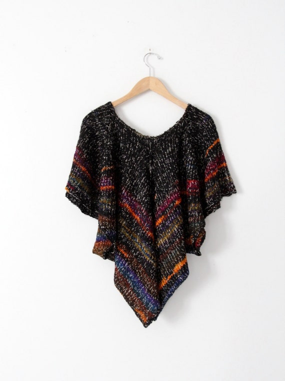 vintage 70s butterfly sleeve sweater, black metal… - image 4