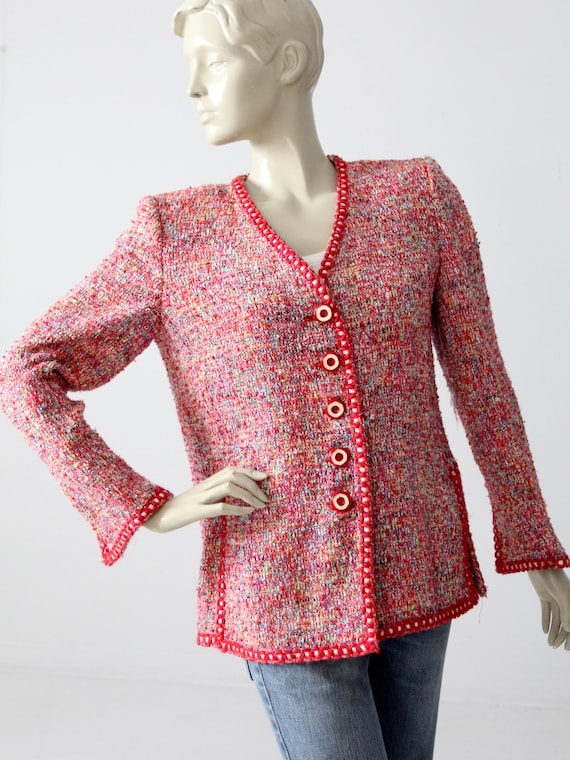vintage Emanuel Ungaro jacket, red tweed blazer - image 8