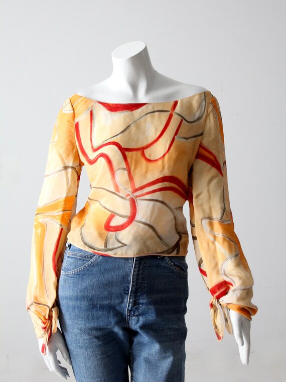 vintage Valentino swirl print sheer blouse - image 7