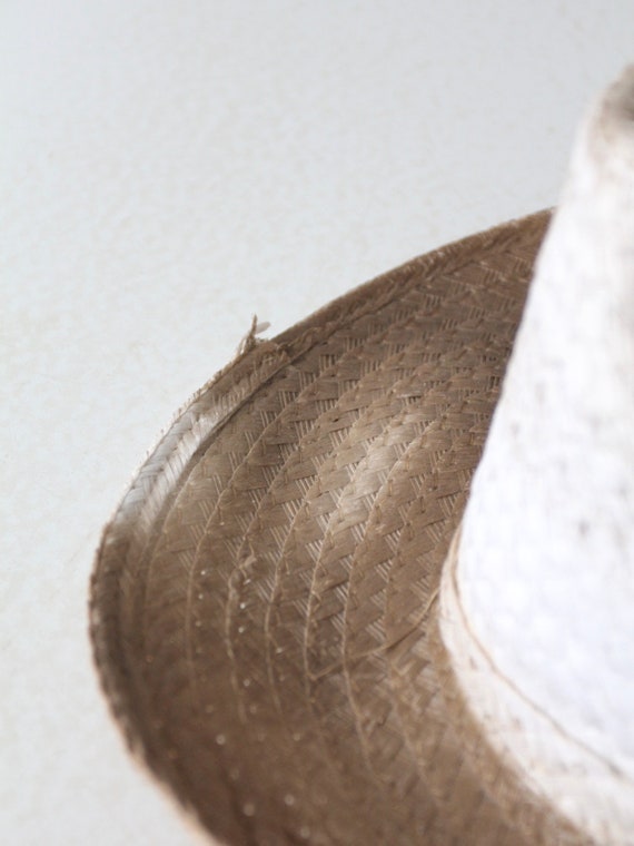 vintage white straw cowboy hat - image 8