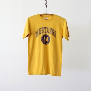 vintage basketball t-shirt,  1980s sports tee Mustangs #14