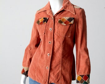 camisa vintage de pana patchwork de los años 70