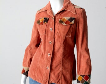 vintage 70s patchwork corduroy shirt
