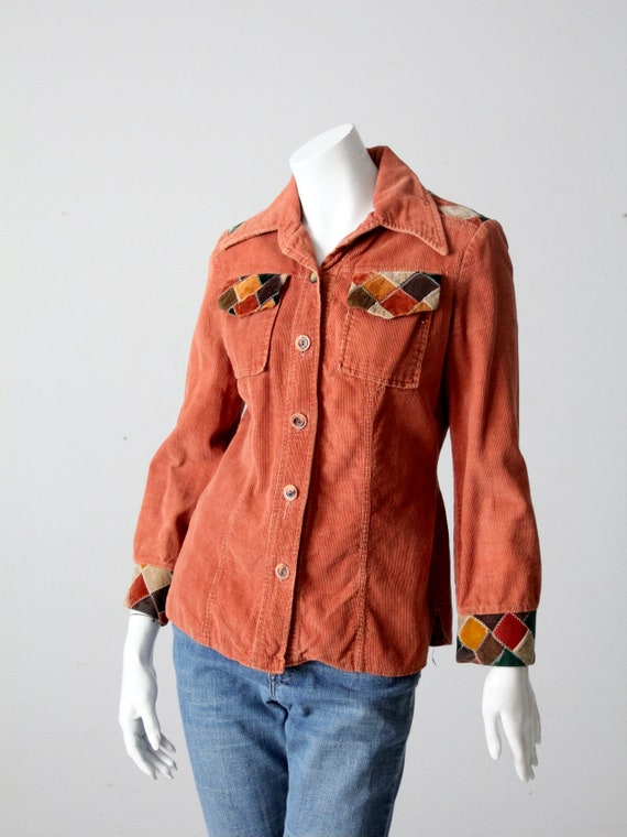 vintage 70s patchwork corduroy shirt - image 3