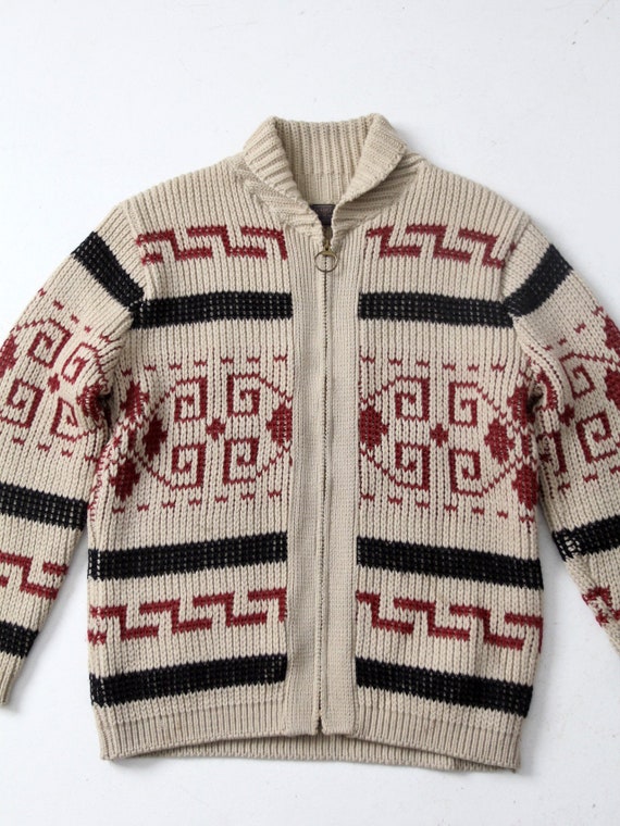 1970s Pendleton zip up sweater, vintage Cowichan … - image 4