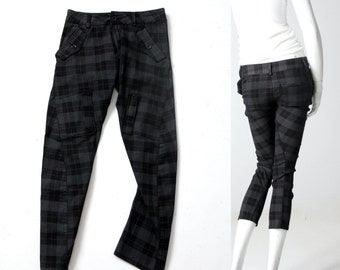 vintage plaid low rise crop pants