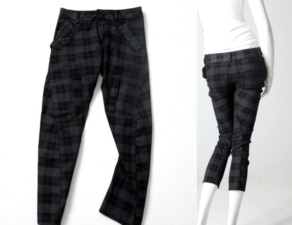 vintage plaid low rise crop pants - image 1