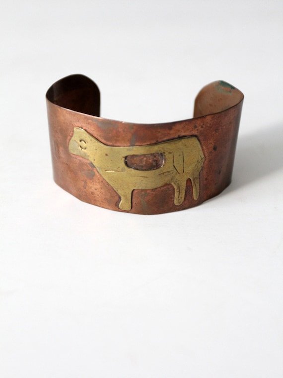 vintage Mexican copper cuff with brass