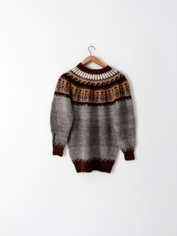 vintage fair isle sweater, alpaca pullover knit j… - image 2