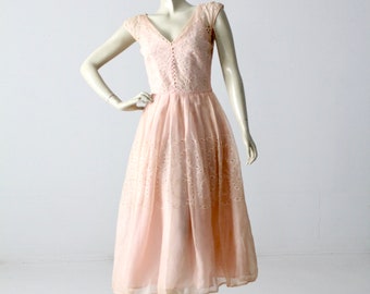 vintage 50s pink tea dress by Filco