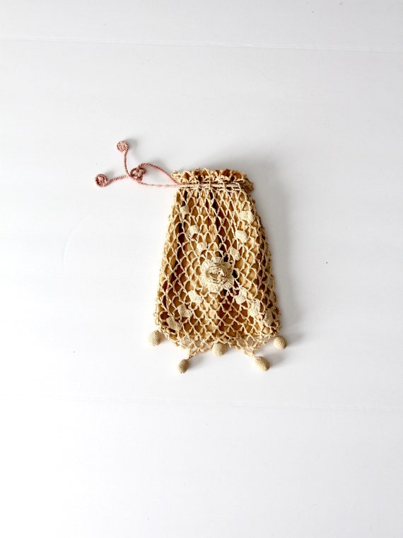 antique Edwardian crotchet reticule bag - image 2