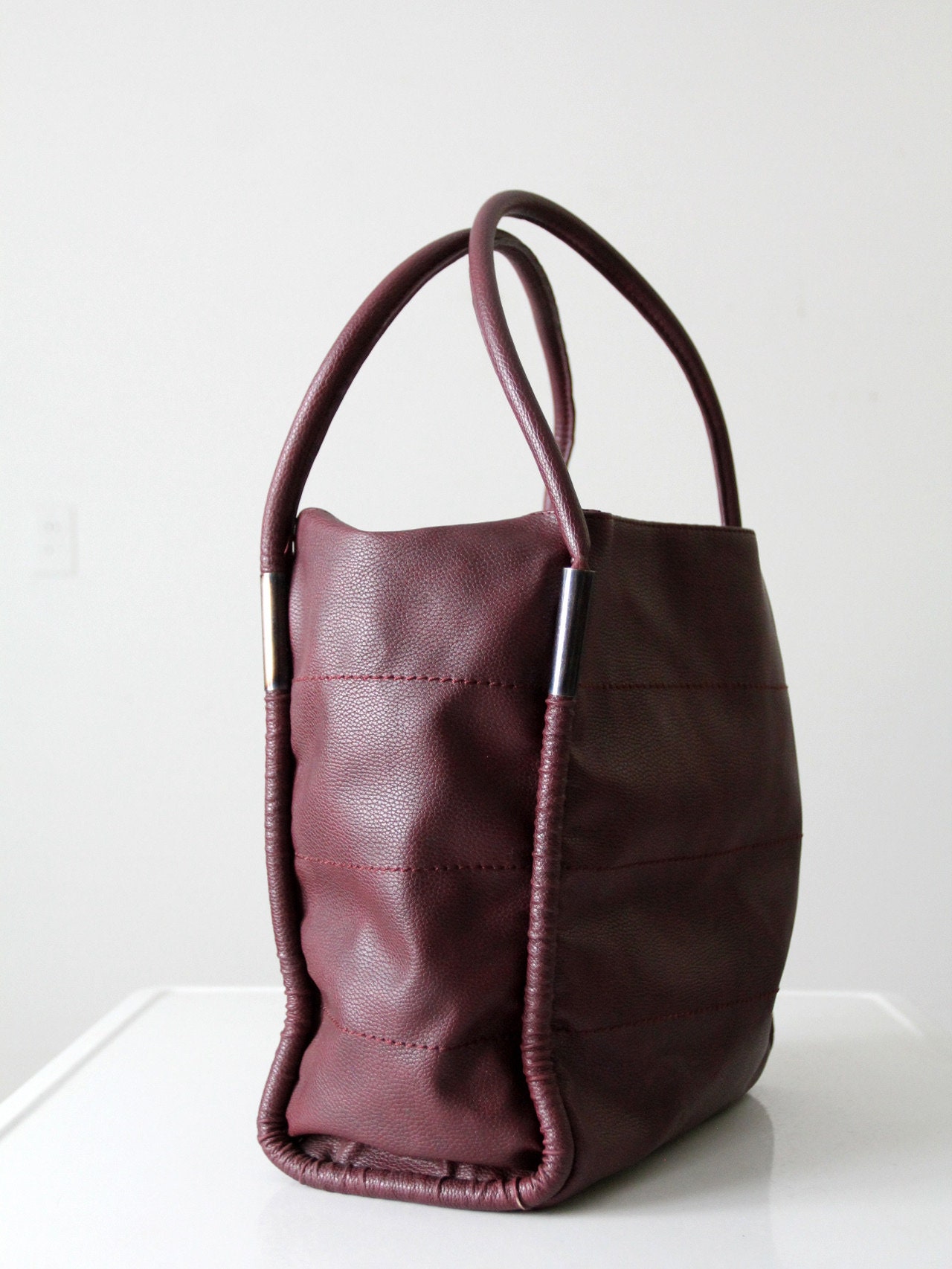 Vintage Large Burgundy Leather Tote Bag From Neiman Marcus Etsy