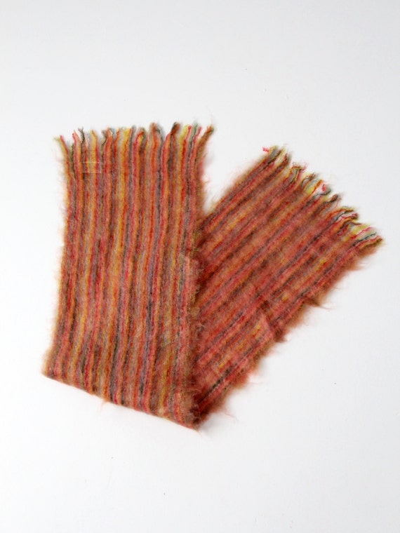 vintage mohair scarf, striped Scottish wool scarf - image 2
