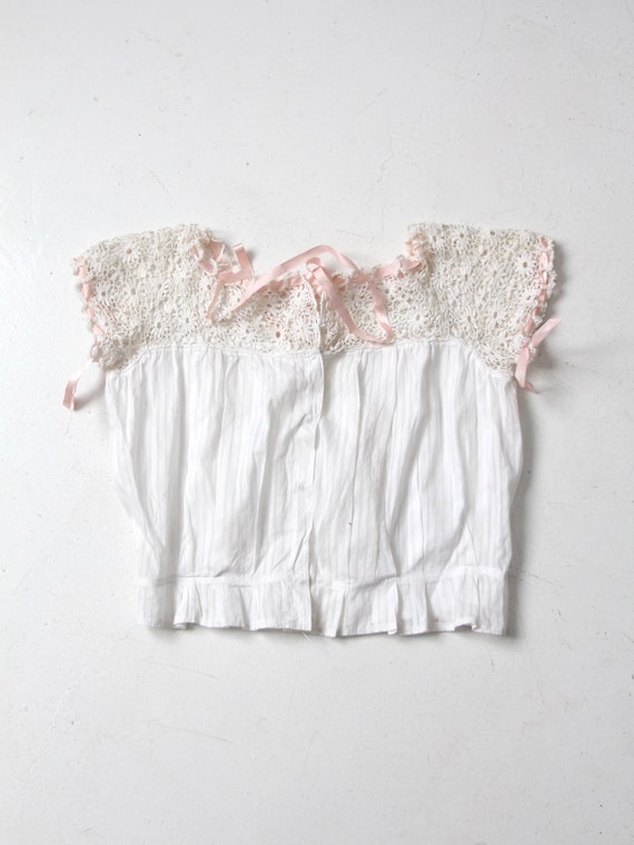 Victorian camisole, antique white blouse with cro… - image 2