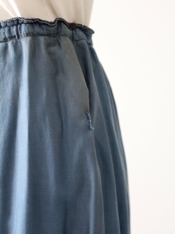 vintage peasant skirt, blue cotton prairie skirt - image 3