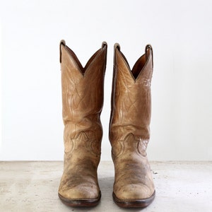 1970s Tony Lama cowboy boots, brown leather boots men's size 9