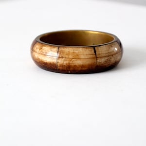 vintage bone & brass bangle, boho jewelry