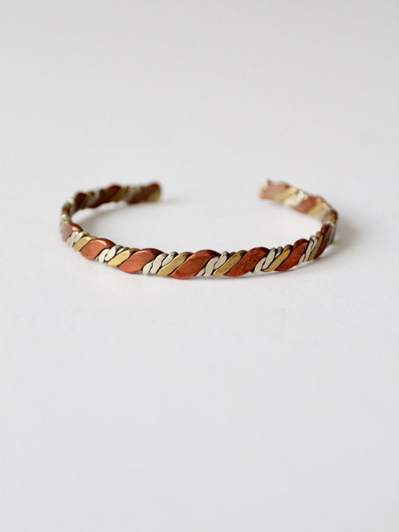 vintage mixed metal bracelet, Mexican copper and b